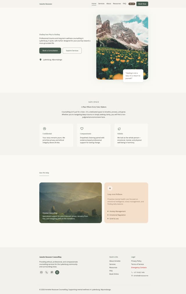 Annette Rossouw homepage screenshot